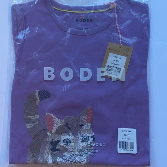 *SOLD* NWT Mini Boden HTF Playful Gray Kitten T-Shirt, 6/7Y - Picture 3 of 4